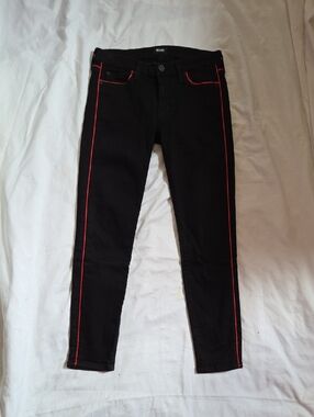 Hudson Jeans Black Skinny Jeans with Red Side Piping